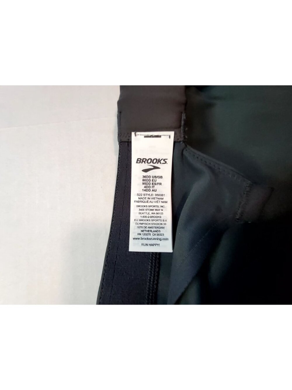 Brooks Womens Grey & Black Adjustable Sports Bra Moisture-Wicking Size 36DD - Picture 16 of 16